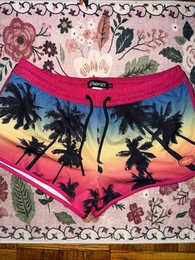 Pier 27 punta Cana Pink Gradient Palm-Print swim Shorts